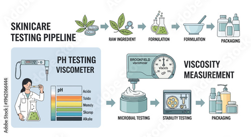 Scientist conducting skinicare product testing in laboratory with various equipment