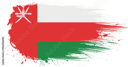 Oman Flag with Brush Stroke Effect, National Emblem and Colors for Artistic, Cultural, and Pride Designs