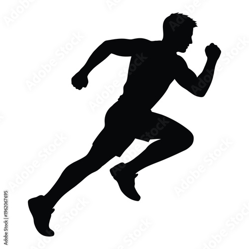 Silhouette of man running, athletic action pose