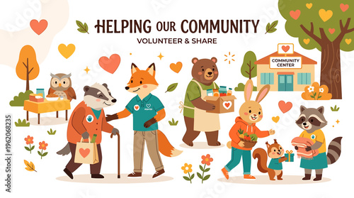 Community Helping Hands: Diverse Animals Volunteering & Sharing Resources