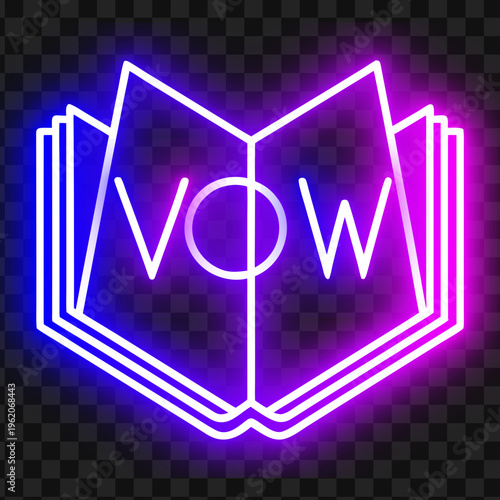 Neon Open Book Icon Vector Illustration