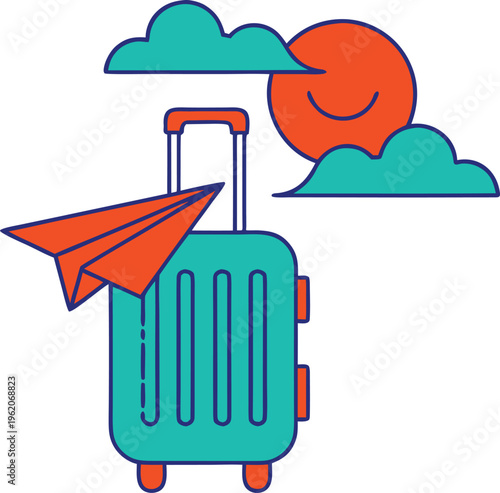 Travel Adventure With Suitcase And Paper Airplane