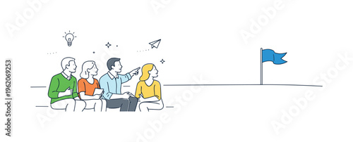 Professionals improving clarity of shared goals and maintaining long-term direction together during a strategic vision discussion around future milestones in a