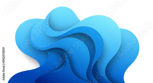 A blue abstract wave design element.