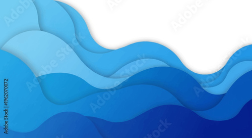 Abstract blue wavy layered background design.