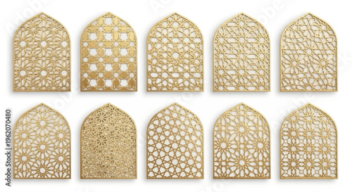 Intricately designed wooden lattice panels.