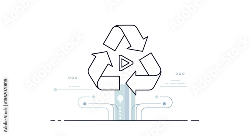 Eco friendly recycling symbol with circuit board.