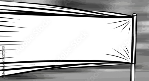 A blank white flag on a pole.