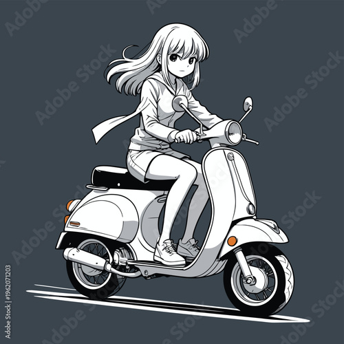 anime vector image of a scooter