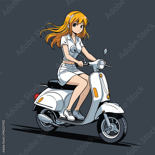 anime vector image of a scooter