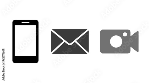 Contact methods smartphone, envelope, and camera icons