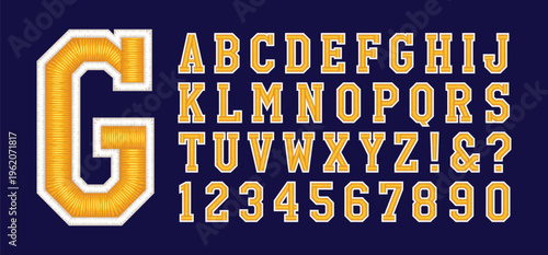 G logo Classic college font. Vintage sport font in american style for football, baseball or basketball logos and t-shirt. Athletic department typeface, varsity style font. Vector
