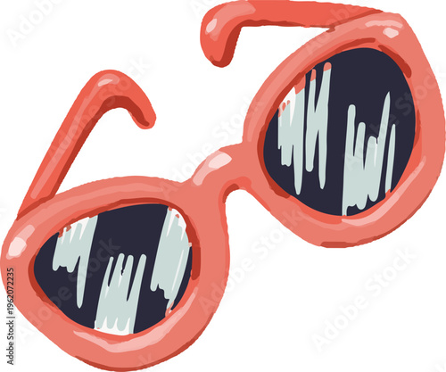 Watercolor style vector illustration of red sunglasses isolated on white background