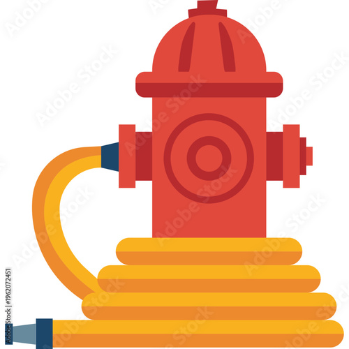 Red Fire Hydrant and Hose Icon