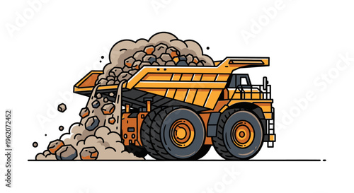 Large yellow mining dump truck vehicle 6.