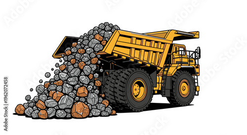 Large yellow mining dump truck vehicle 4.