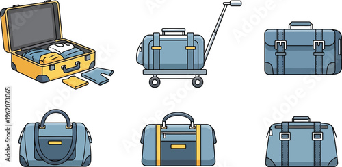 Set of Travel Luggage Bags and Suitcases for Vacation and Business Trip