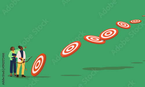 Mentor encouraging woman to aim for high target