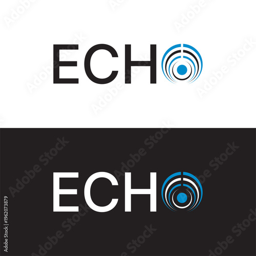 Echo logo design vector, echo typography text graphic icon concept