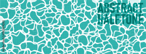 Blue water surface with rippling waves. Noisy texture water pool. Sea, ocean top view waves.  Halftone grainy water print design. 