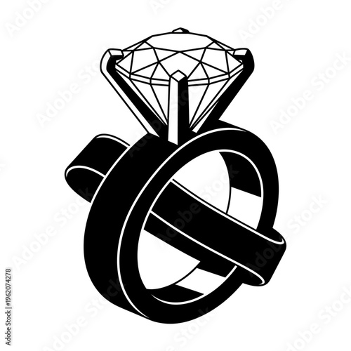 Elegant Diamond Engagement Ring with Ribbon - Symbol of Love and Commitment