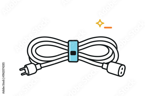 Preventing tangled extension cords during storage and seasonal use focusing on neat handling and long-term durability, an extension cord wrapped into a loose loop secured by a