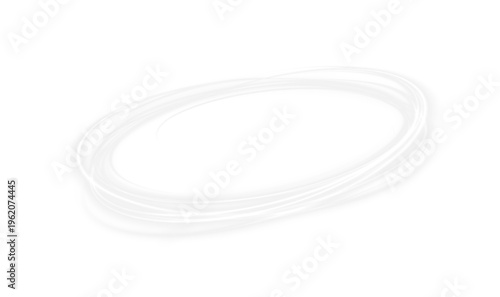 Abstract luminous swirl of white light creates a smooth circular motion effect. Sparkling accents add brilliance and depth to the composition. Minimal transparent background design perfect for modern