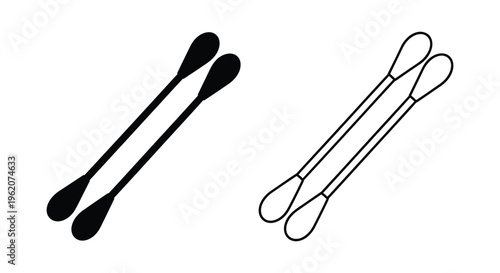 Two pairs of black cotton swabs one filled and one outlined
