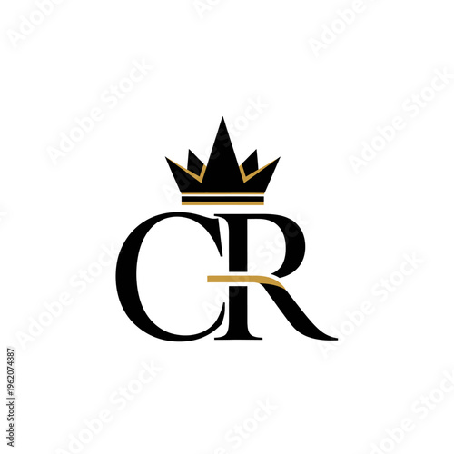 Elegant CR Monogram with Crown Logo - Luxury, Royalty, Branding