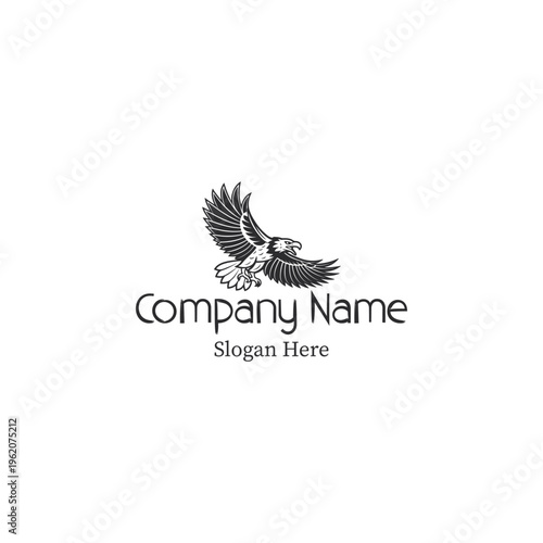 A black and white logo featuring an eagle clutching branches with company text
