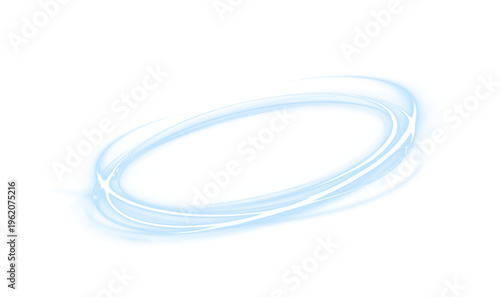 : Glowing blue neon portal circle with swirling motion and soft light diffusion. Dynamic lines enhance the sense of movement and energy. Ideal for futuristic designs and sci fi compositions.