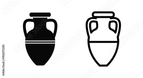 Two ancient amphorae one filled and one outlined in black