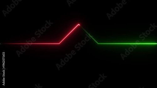 Glowing logotype line on black background. neon dabble side laser illustration background.