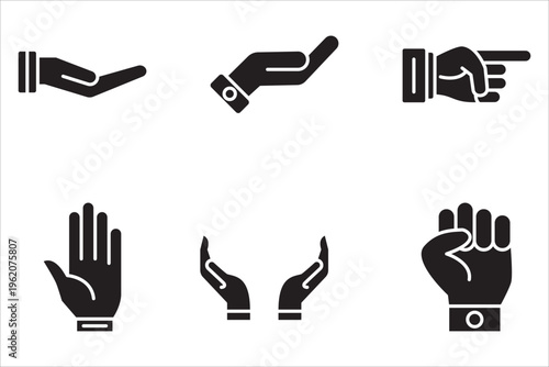 Hand-related icon set. Linear icon collection. Editable outline. Vector illustration.