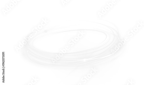 Glowing white arc line sweeps across the frame forming a dynamic light trail. Tiny sparkling particles enhance the sense of energy and motion. Minimal composition isolated on transparent background fo