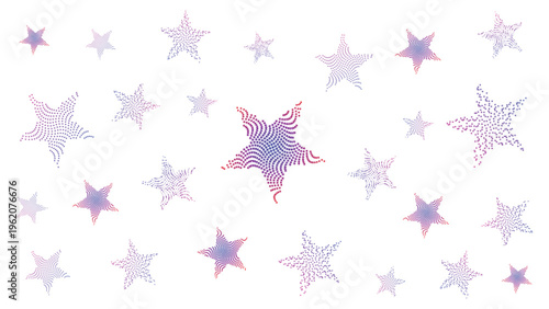 spiral dotted star shapes scattered purple pink blue gradient halftone pattern on light background for festive wrapping textile surface abstract playful backdrop