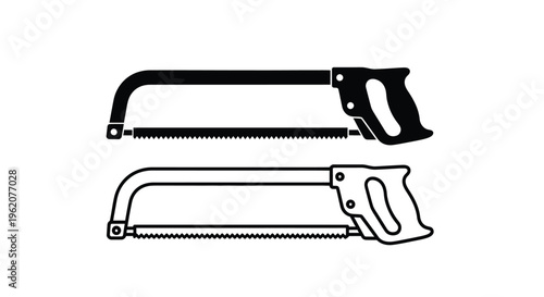Two saws depicted in a black and white illustrative style