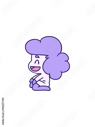 splitting effect animation of cartoon illustration of a kawaii alien girl
