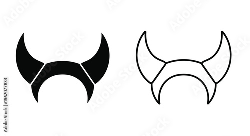Two stylized horn shapes one dark and one light side by side
