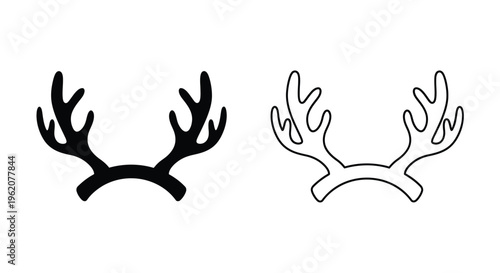 Two contrasting depictions of reindeer antlers in black and white