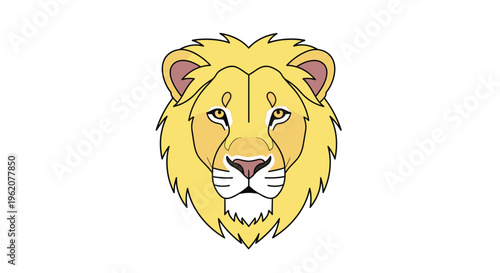Lion Face Closeup Cartoon Illustration.