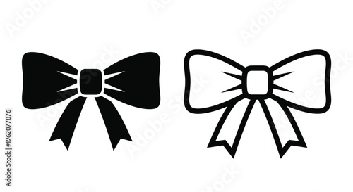 Two black bow icons with differing styles and detail levels