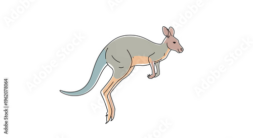 A cartoon kangaroo in motion profile.