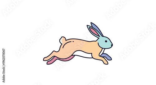 A cartoon rabbit is running fast.