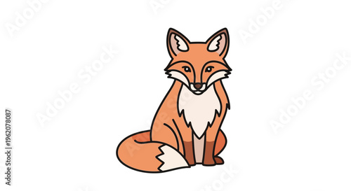 Cute Cartoon Fox Sitting Down.