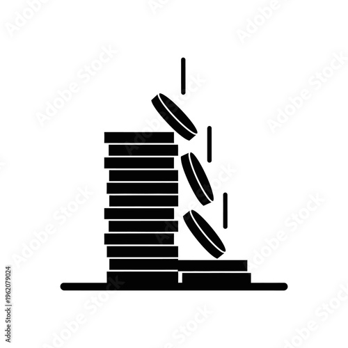 Falling Coins Stacked Money Financial Loss Business Crisis Concept