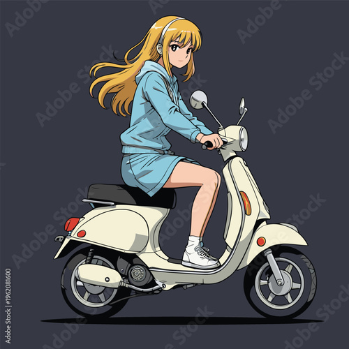 anime vector image of a scooter