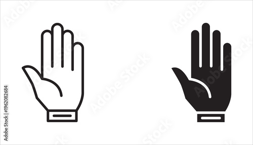 Hand icon set. Palm icon. Hand symbol collection. Hand icon symbols for participating, stopping, and voting. Vector graphic outline style design illustration.