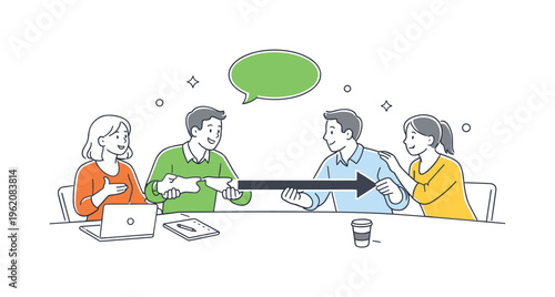 Team restoring alignment after miscommunication and rebuilding smooth collaboration flow together during a structured clarification meeting in a modern office