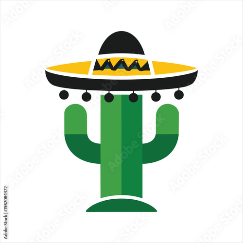 Cactus wearing a traditional mexican sombrero hat